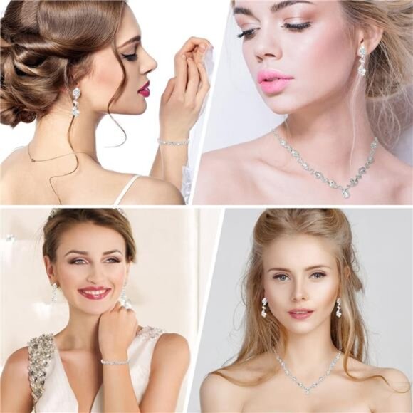 Bridal Rhinestone Wedding Necklace and Earrings - Brides & Bridesmaid Jewelry - Picture 3 of 8